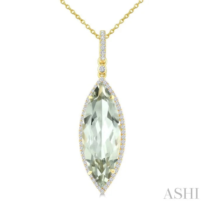 Evoque Gemstone Marquise Shape & Halo Diamond Pendant