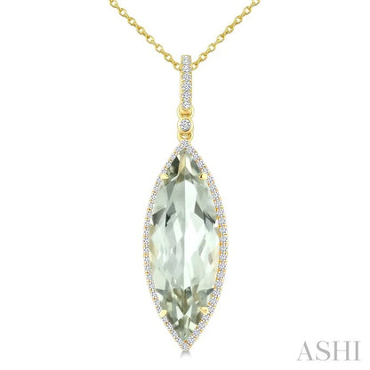 Evoque Gemstone Marquise Shape & Halo Diamond Pendant