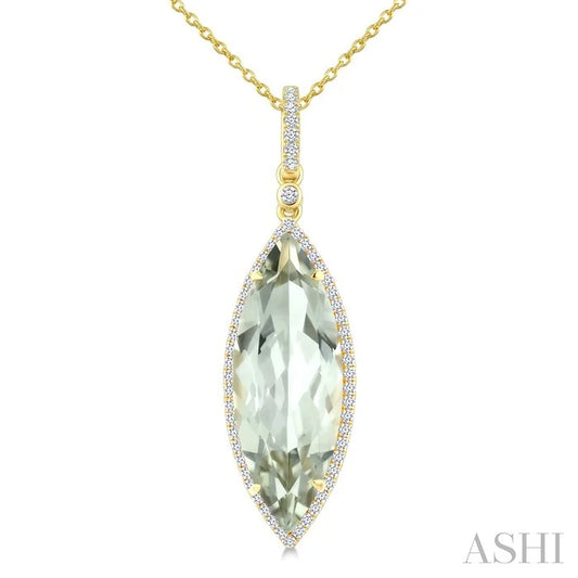 Evoque Gemstone Marquise Shape & Halo Diamond Pendant