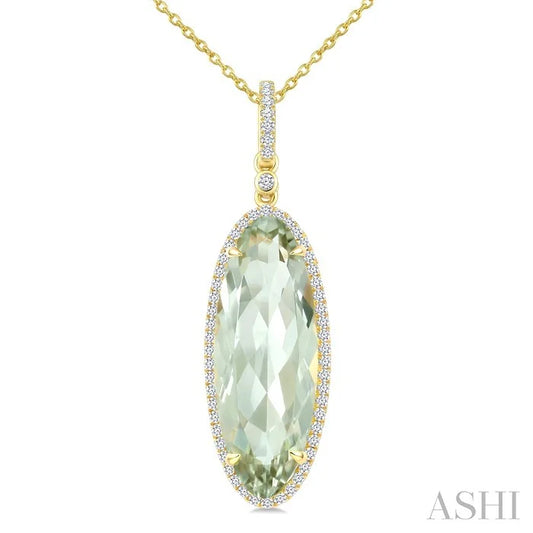 Evoque Gemstone Oval Shape & Halo Diamond Pendant