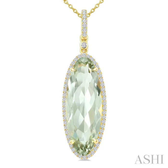 Evoque Gemstone Oval Shape & Halo Diamond Pendant