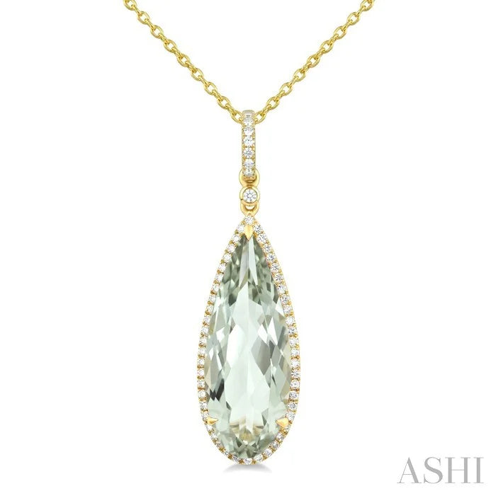 Evoque Gemstone Pear Shape & Halo Diamond Pendant