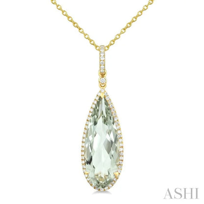 Evoque Gemstone Pear Shape & Halo Diamond Pendant