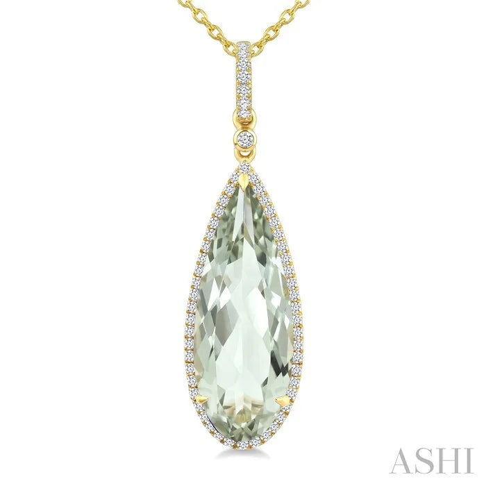 Evoque Gemstone Pear Shape & Halo Diamond Pendant