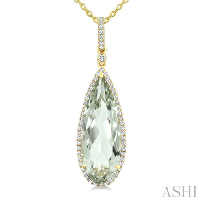 Evoque Gemstone Pear Shape & Halo Diamond Pendant