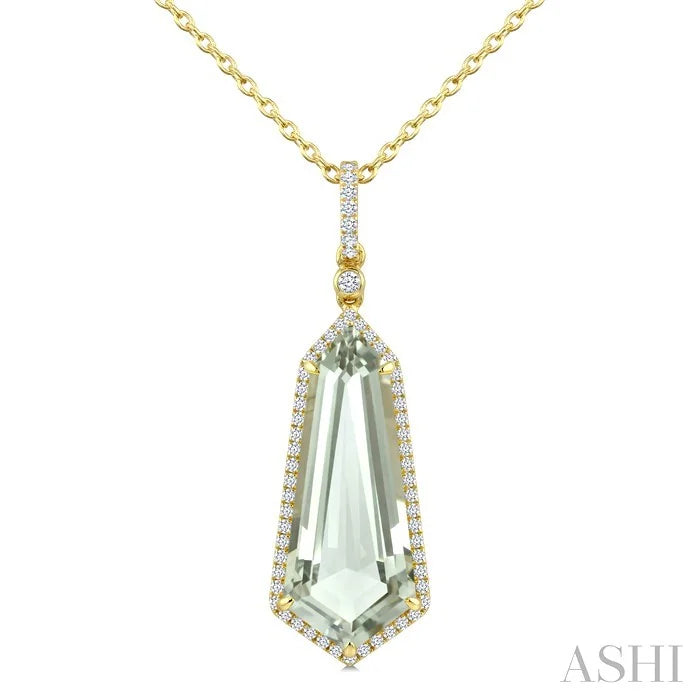 Evoque Gemstone Shield Shape & Halo Diamond Pendant