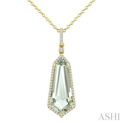 Evoque Gemstone Shield Shape & Halo Diamond Pendant