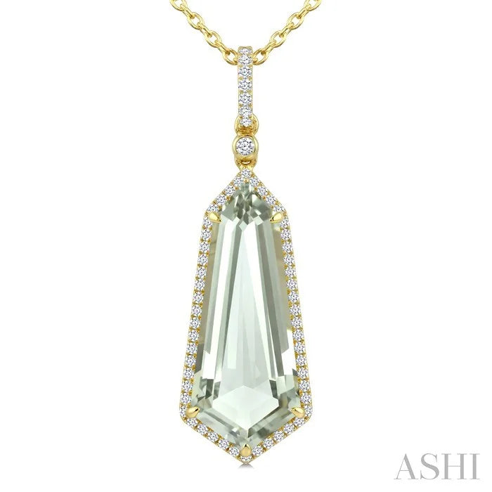 Evoque Gemstone Shield Shape & Halo Diamond Pendant