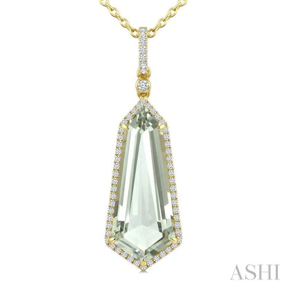 Evoque Gemstone Shield Shape & Halo Diamond Pendant