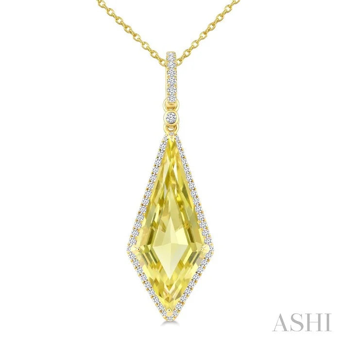 Evoque Gemstone Kite Shape & Halo Diamond Pendant