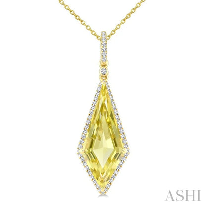 Evoque Gemstone Kite Shape & Halo Diamond Pendant