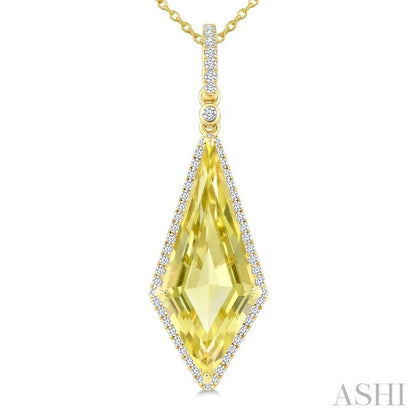 Evoque Gemstone Kite Shape & Halo Diamond Pendant
