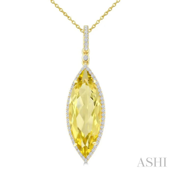 Evoque Gemstone Marquise Shape & Halo Diamond Pendant