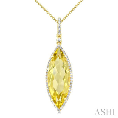 Evoque Gemstone Marquise Shape & Halo Diamond Pendant