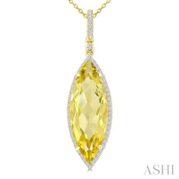 Evoque Gemstone Marquise Shape & Halo Diamond Pendant