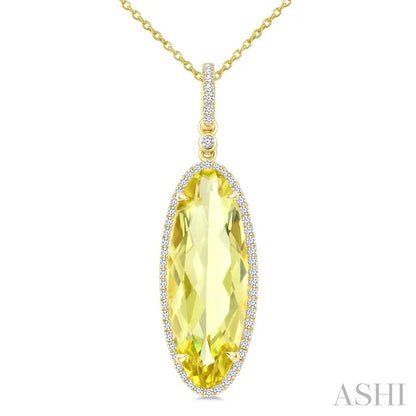 Evoque Gemstone Oval Shape & Halo Diamond Pendant