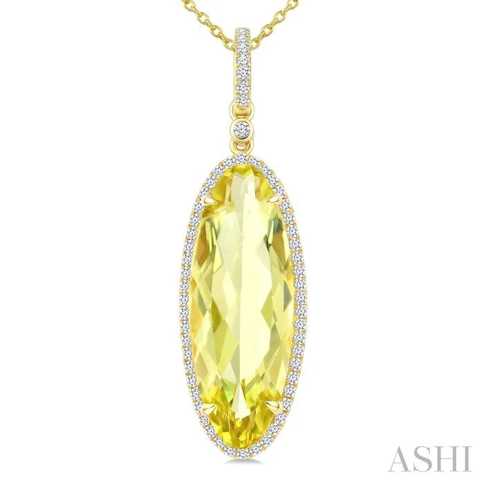 Evoque Gemstone Oval Shape & Halo Diamond Pendant