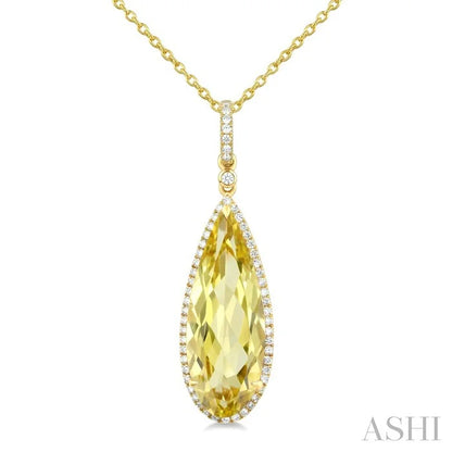 Evoque Gemstone Pear Shape & Halo Diamond Pendant