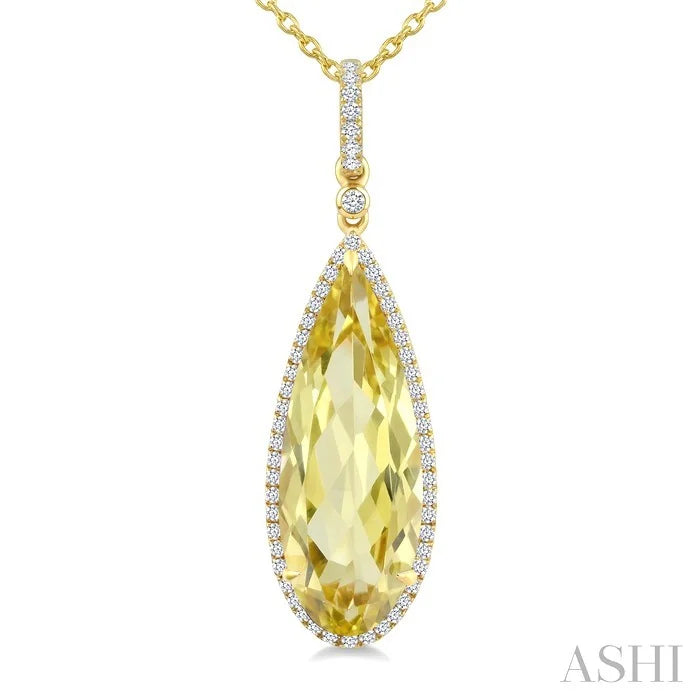 Evoque Gemstone Pear Shape & Halo Diamond Pendant