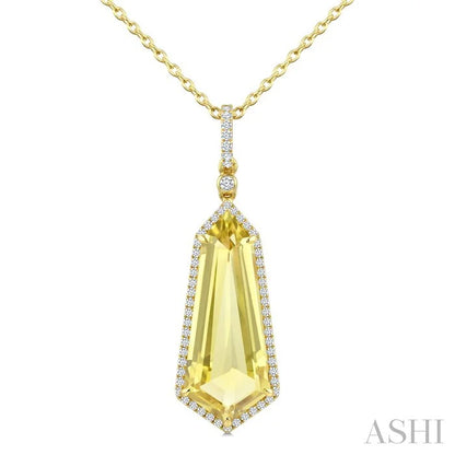 Evoque Gemstone Shield Shape & Halo Diamond Pendant