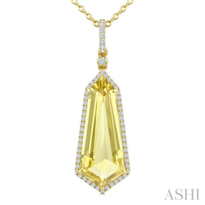Evoque Gemstone Shield Shape & Halo Diamond Pendant