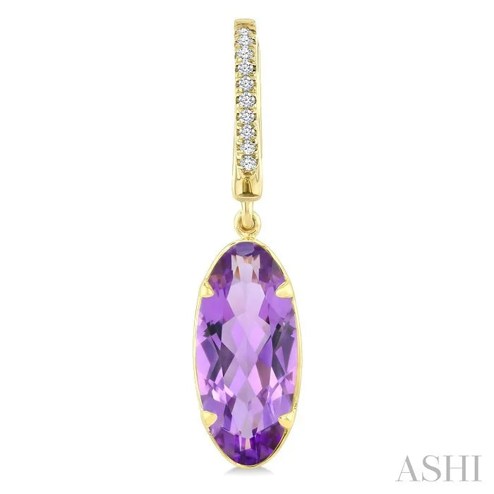 Evoque Gemstone Oval Shape & Diamond Earrings