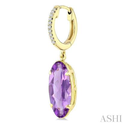 Evoque Gemstone Oval Shape & Diamond Earrings