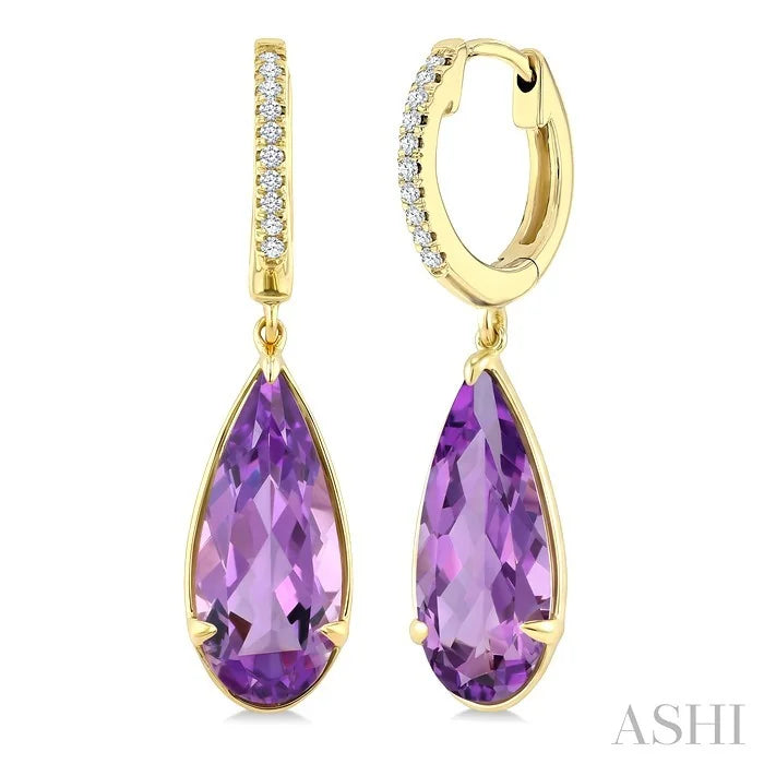 Evoque Gemstone Pear Shape & Diamond Earrings