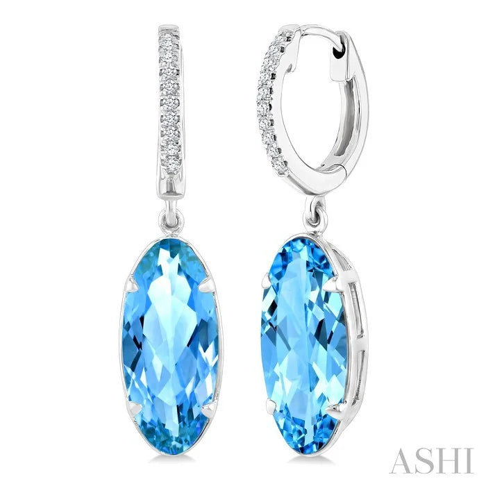 Evoque Gemstone Oval Shape & Diamond Earrings