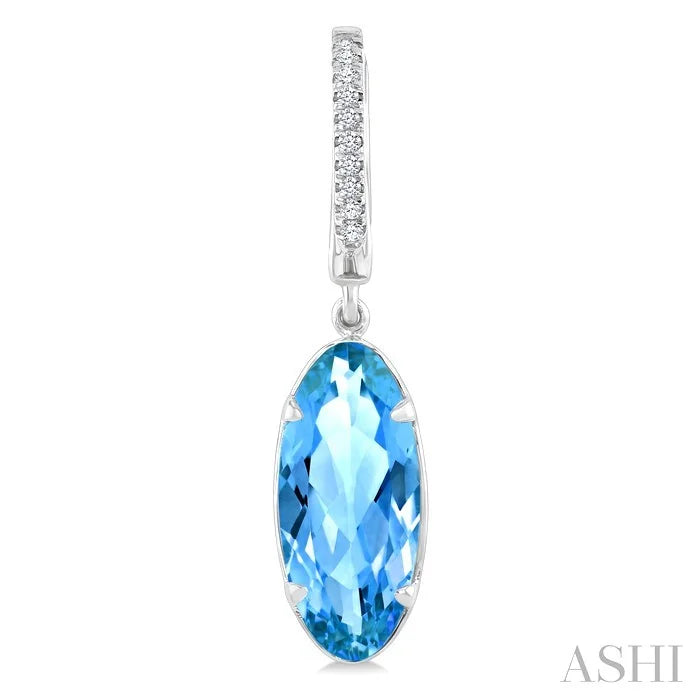 Evoque Gemstone Oval Shape & Diamond Earrings