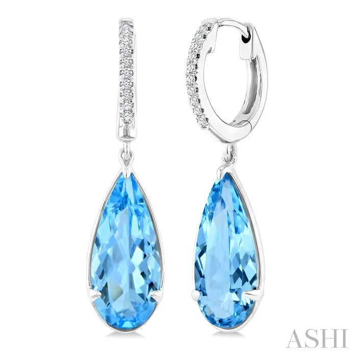 Evoque Gemstone Pear Shape & Diamond Earrings
