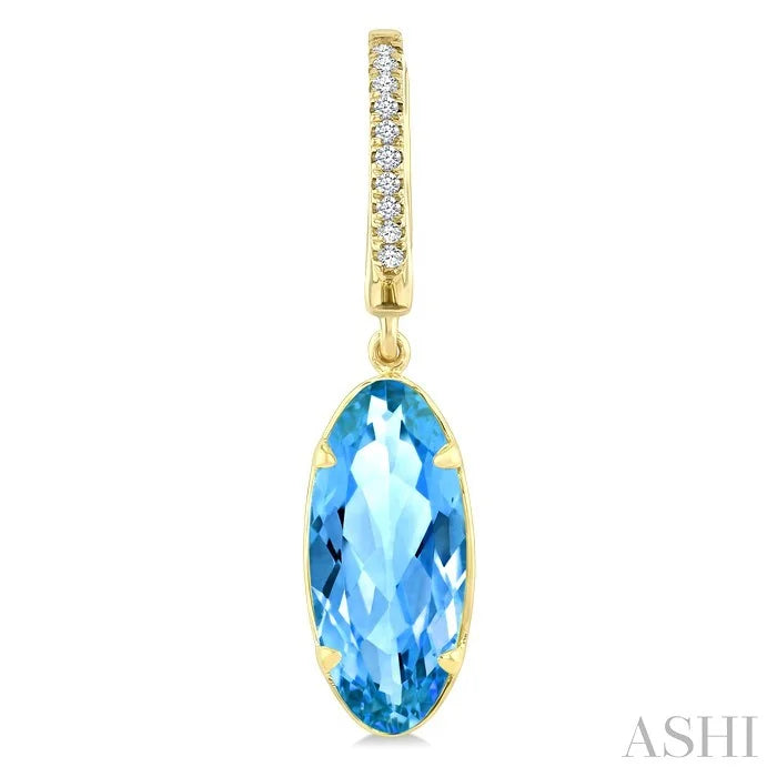 Evoque Gemstone Oval Shape & Diamond Earrings