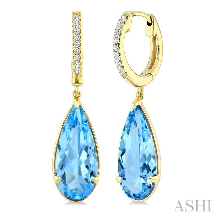Evoque Gemstone Pear Shape & Diamond Earrings