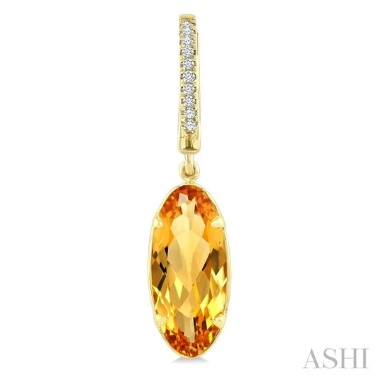 Evoque Gemstone Oval Shape & Diamond Earrings