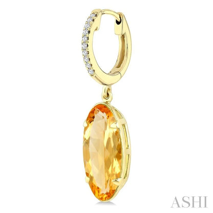Evoque Gemstone Oval Shape & Diamond Earrings