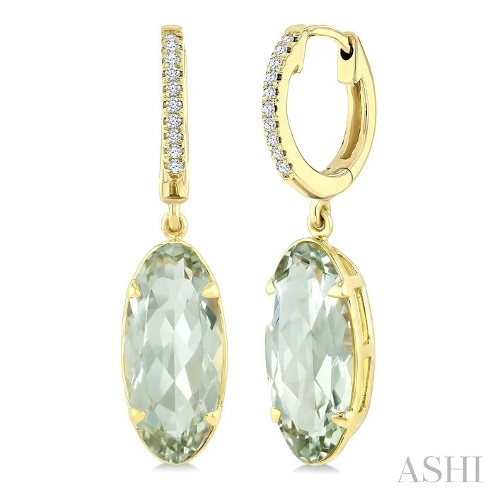 Evoque Gemstone Oval Shape & Diamond Earrings