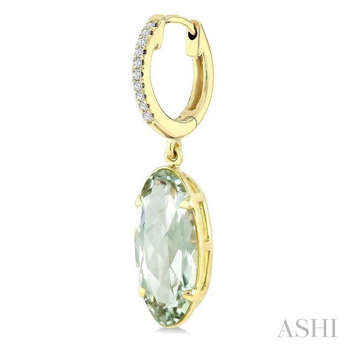 Evoque Gemstone Oval Shape & Diamond Earrings