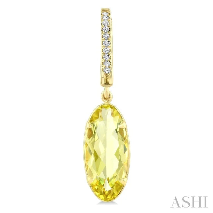 Evoque Gemstone Oval Shape & Diamond Earrings