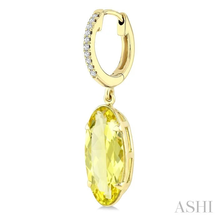 Evoque Gemstone Oval Shape & Diamond Earrings