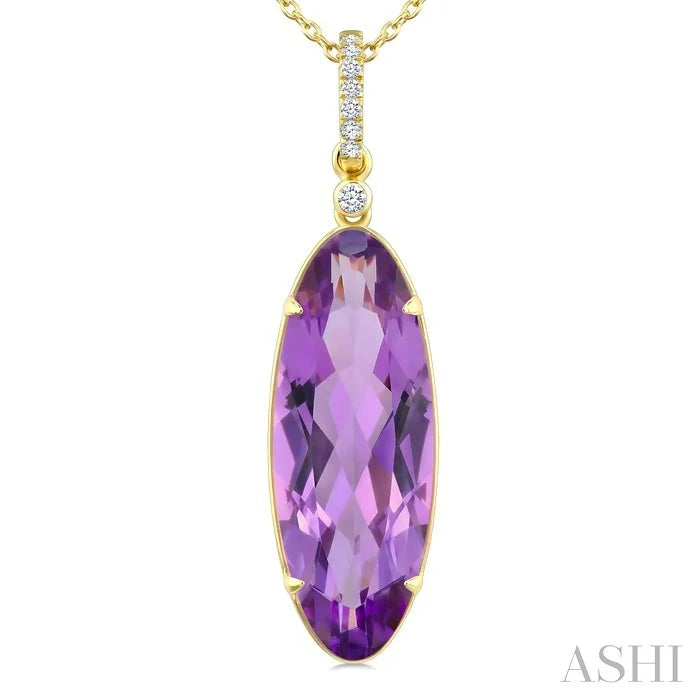 Evoque Gemstone Oval Shape & Diamond Pendant