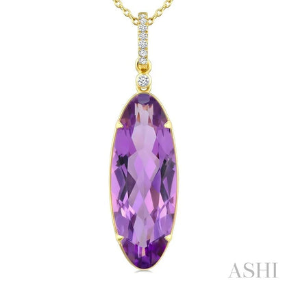 Evoque Gemstone Oval Shape & Diamond Pendant
