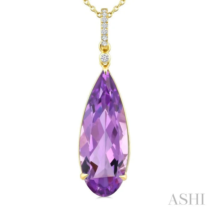 Evoque Gemstone Pear Shape & Diamond Pendant
