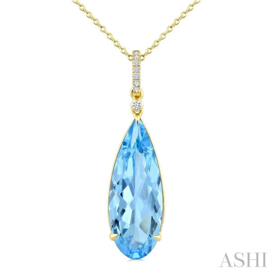 Evoque Gemstone Pear Shape & Diamond Pendant