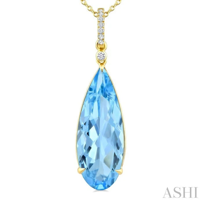 Evoque Gemstone Pear Shape & Diamond Pendant