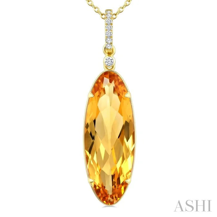 Evoque Gemstone Oval Shape & Diamond Pendant