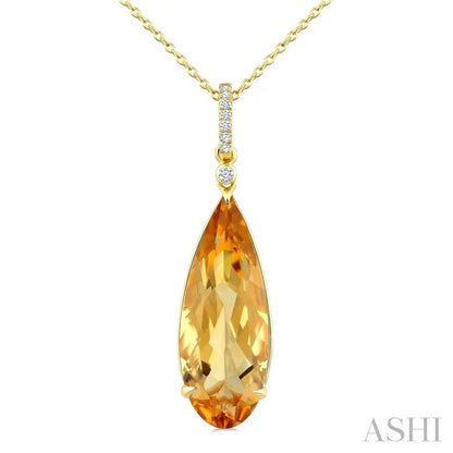 Evoque Gemstone Pear Shape & Diamond Pendant