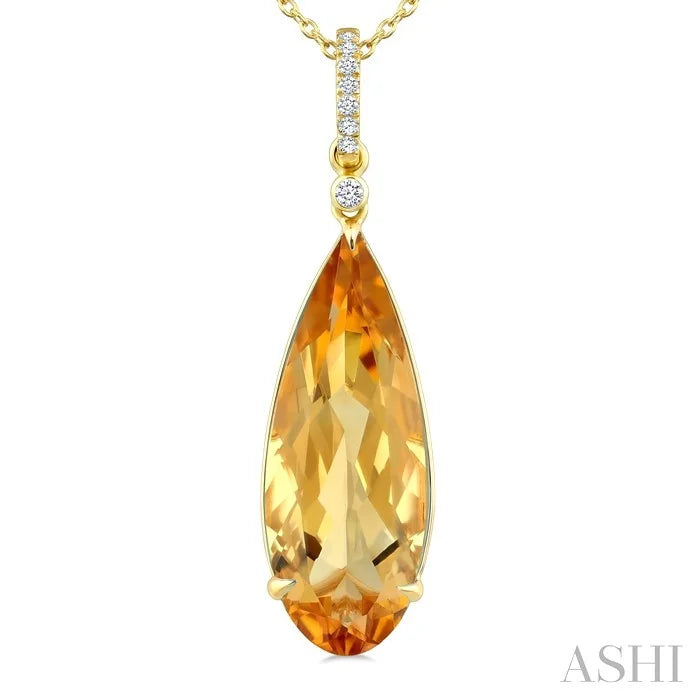 Evoque Gemstone Pear Shape & Diamond Pendant