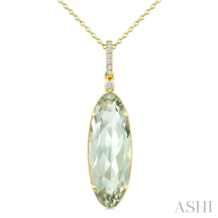 Evoque Gemstone Oval Shape & Diamond Pendant