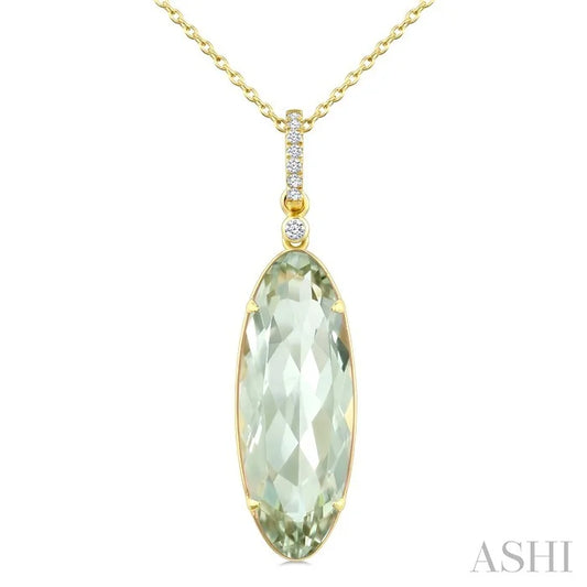 Evoque Gemstone Oval Shape & Diamond Pendant