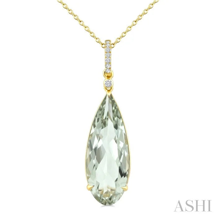Evoque Gemstone Pear Shape & Diamond Pendant